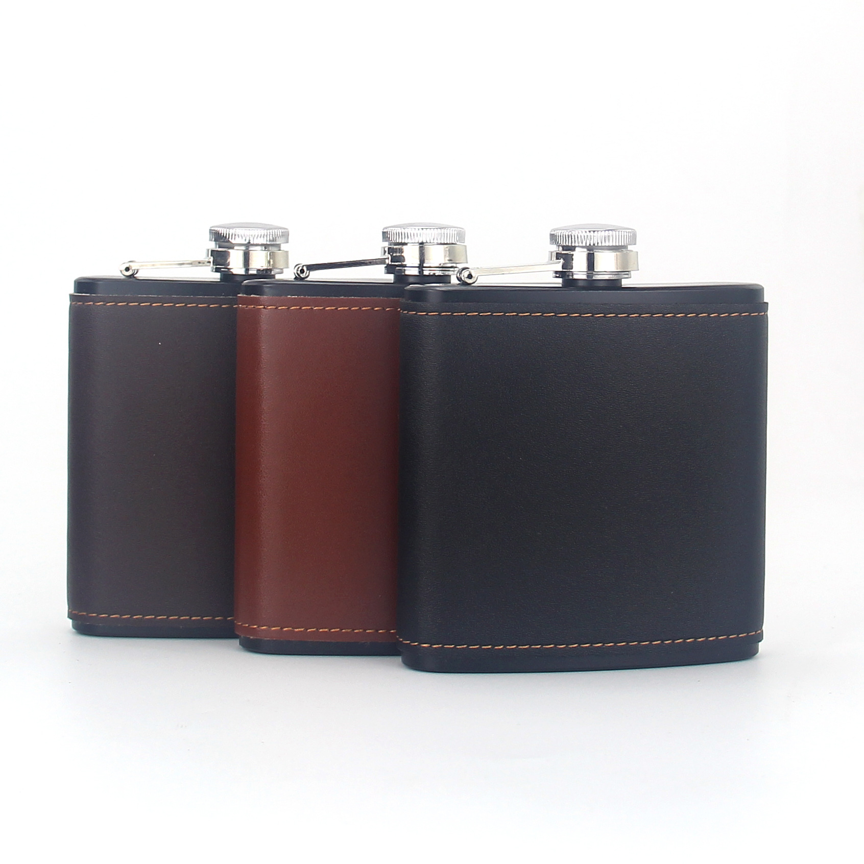 1-18盎司不锈钢酒壶不锈钢随身俄罗斯户外扁金属小酒壶