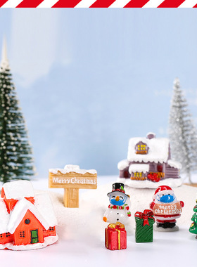 新款带口罩圣诞老人可爱雪人微景观饰品盆景装饰雪景摆件圣诞摆件