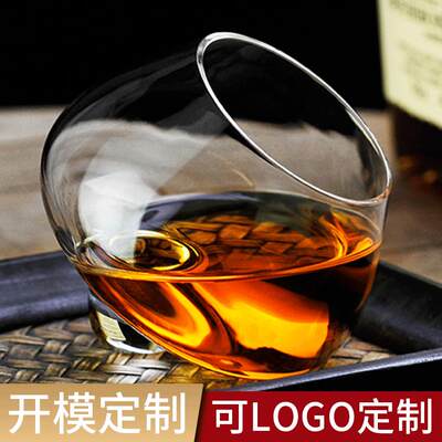 创意酒吧高级感威士忌杯白酒杯家用啤酒红酒洋酒玻璃杯不倒翁水杯