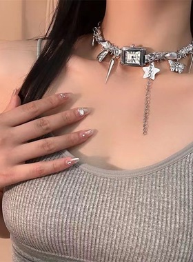 辣妹设计小众Y2K星星铆钉复古朋克hoker个性in风手表项链脖颈链