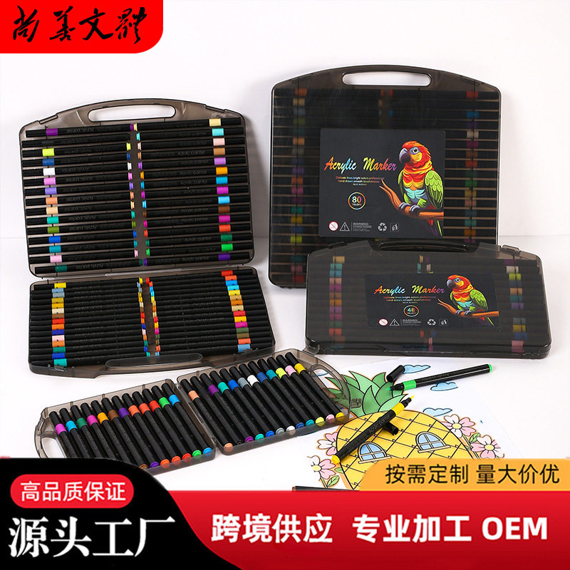 软头丙烯马克笔marker不透纸美术绘画笔防水不掉色涂鸦水彩笔图片