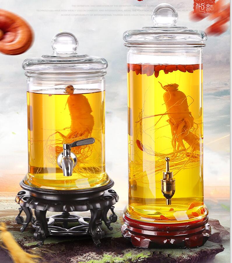 包邮密封罐玻璃瓶泡酒带龙头人参药坛子加厚自酿葡萄酒坛5斤10斤