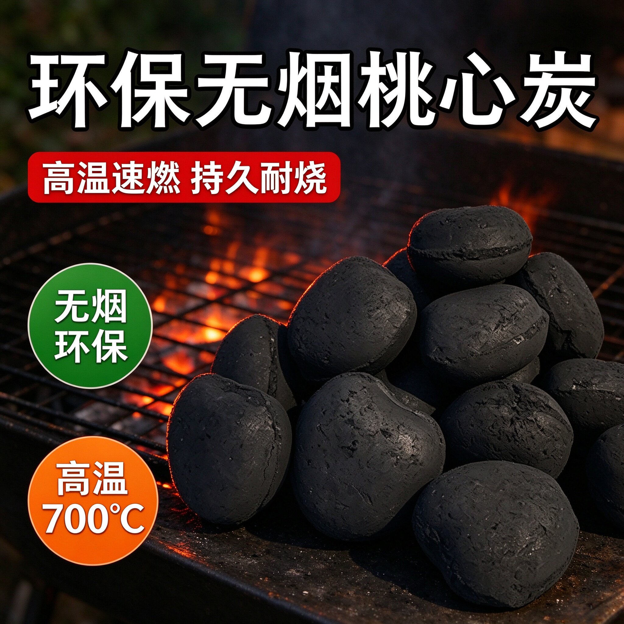烧烤炭桃心碳无烟环保机制炭天然