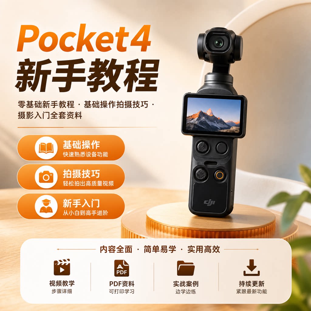 新手入门大疆Pocket4 Vlog拍摄教程基础操作技巧摄影资料