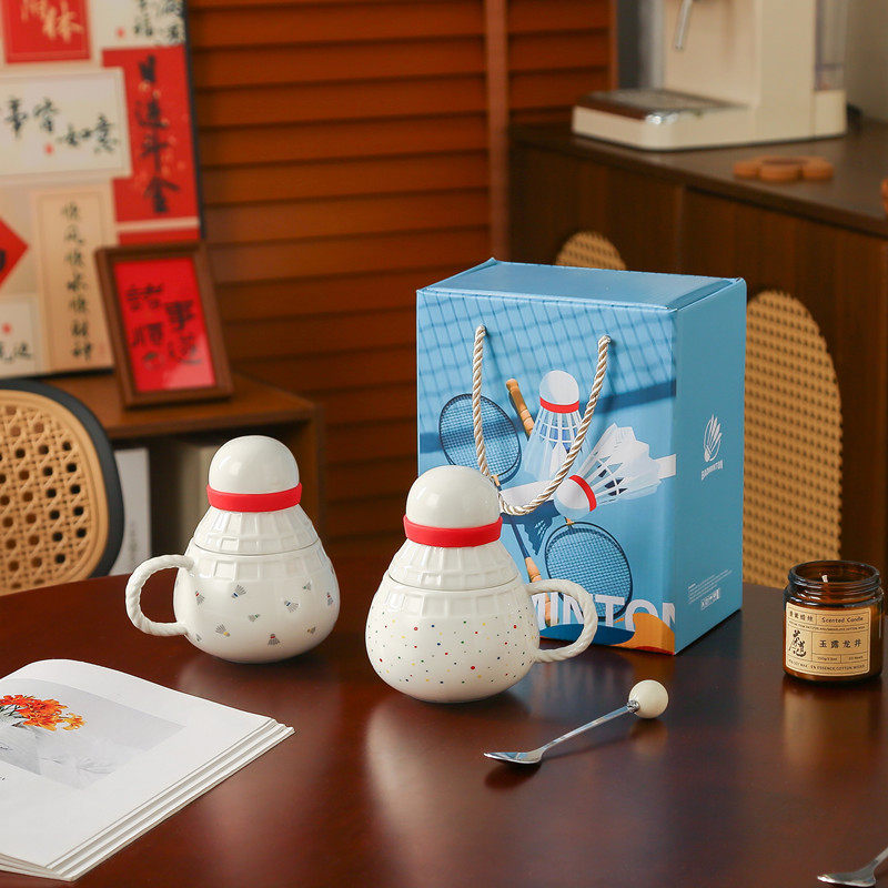 羽毛球杯陶瓷杯伴手礼礼盒马克杯羽毛球赛纪念品水杯送男女生杯子,餐饮具,马克杯,淘宝优惠券,粉丝福利购,淘宝优惠卷