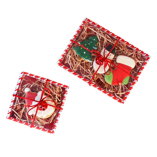 圣诞节千鸟格糖霜饼干包装盒烘焙手工巧克力曲奇透明盒子礼盒纸盒