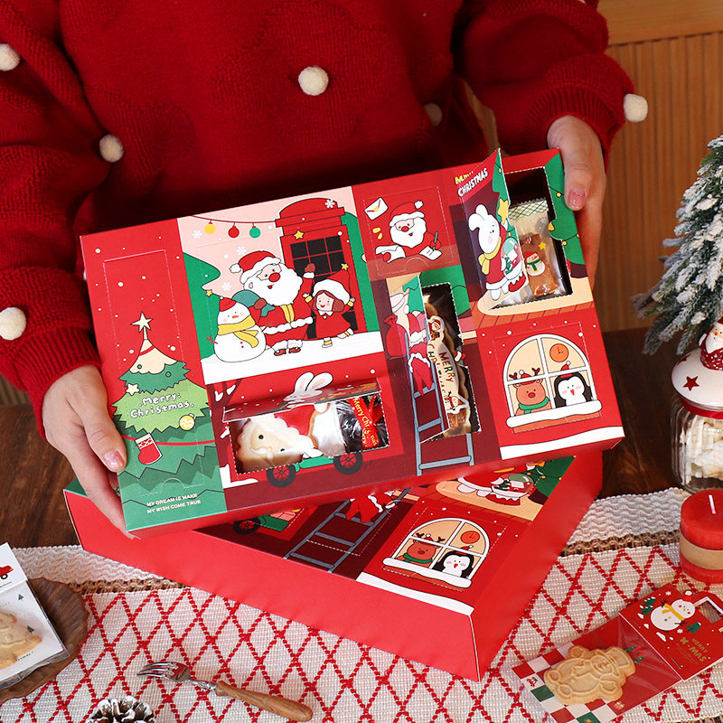 圣诞节盲盒大礼盒礼物糖霜饼干曲奇包装盒烘焙巧克力盒子空盒定制