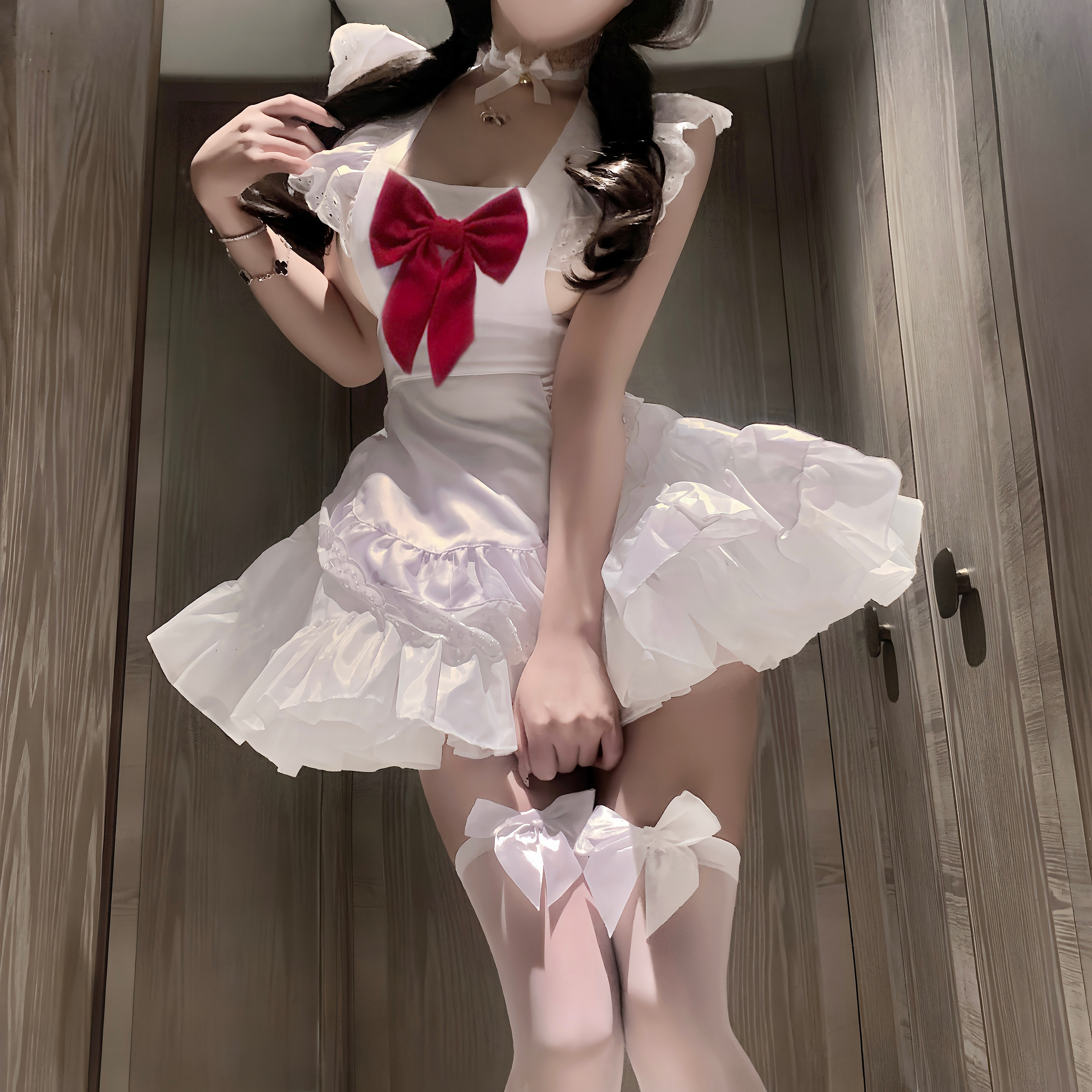 HUSHMEW纯白花嫁纯欲女仆装睡裙