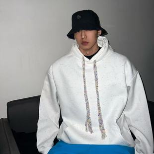 FOMK美式 外套 满天星彩点连帽卫衣男女国潮牌秋冬季 宽松重磅情侣款