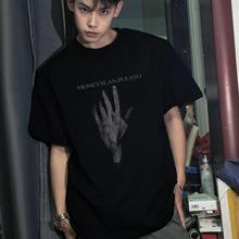 FOMK国潮牌美式暗黑风印花短袖t恤男生春夏季重磅纯棉宽松上衣TEE