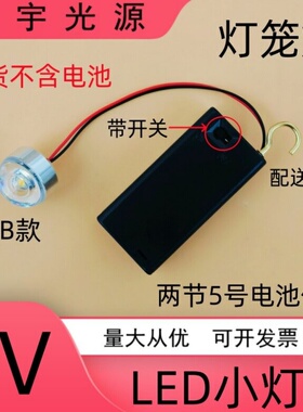 高亮3VLED灯珠2节5号电池款灯泡创意手工DIY模型灯笼灯迷你小夜灯
