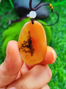 生命勃发水草花项链挂件正品黄龙玉水草花挂件项链毛衣链36*25*4