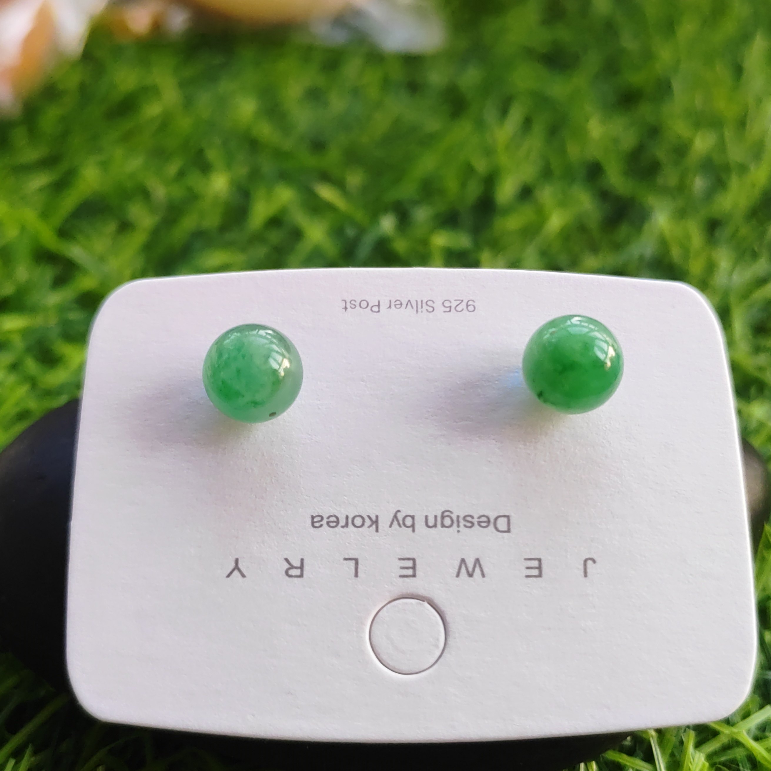 纯天然玉石耳钉纯银耳钉官方正品非洲翠圆珠耳钉8mm,珠宝/钻石/翡翠,非洲翠,淘宝优惠券,粉丝福利购,淘宝优惠卷