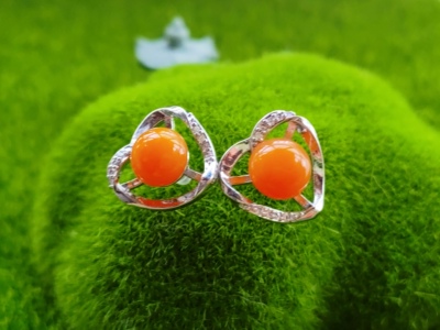 正品天然A货保山南红耳钉耳环耳坠耳饰8#吉祥如意9mm冰红透亮