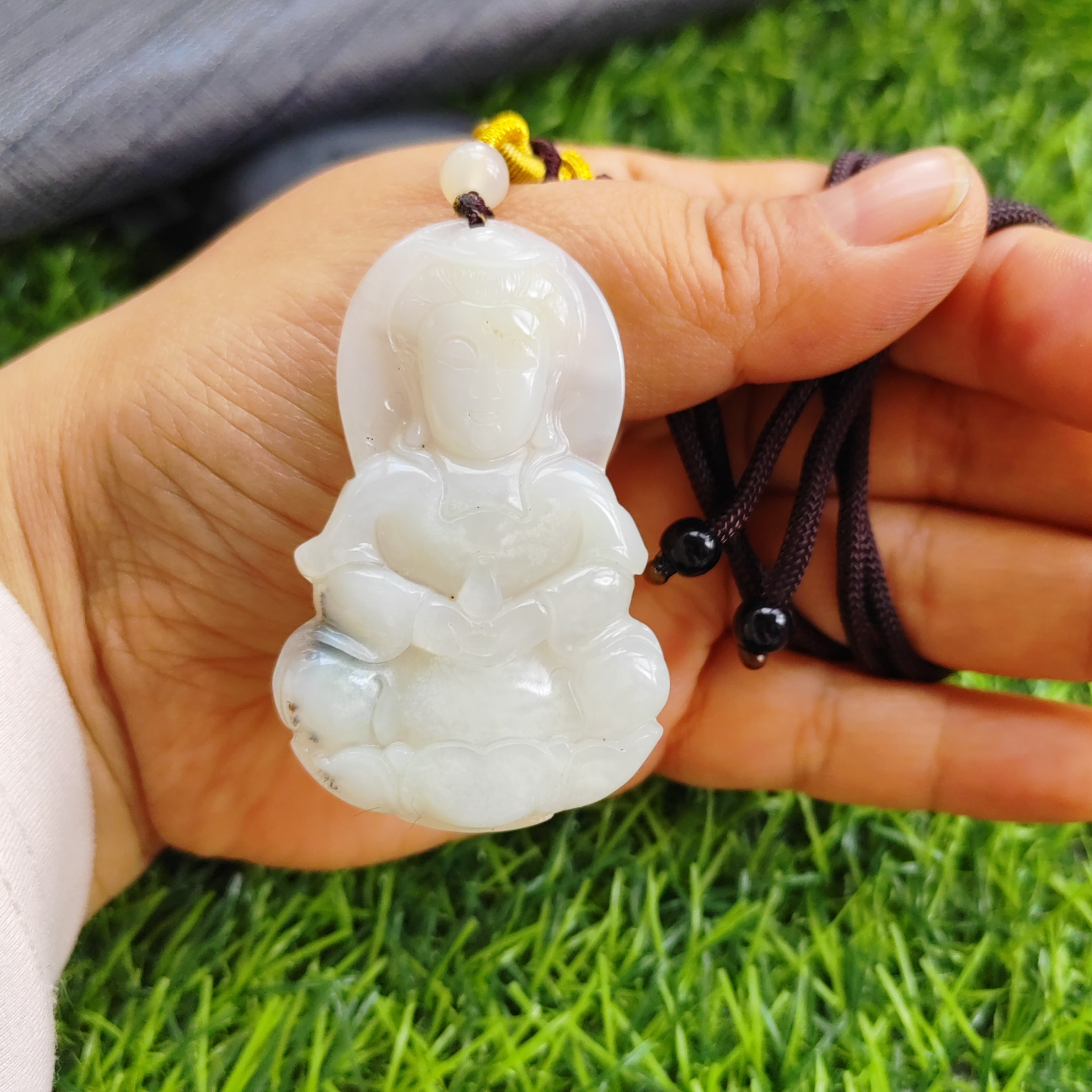 纯天然原矿白玉观音菩萨A货纯天然玉石官方正品黄龙玉观音55*36*7