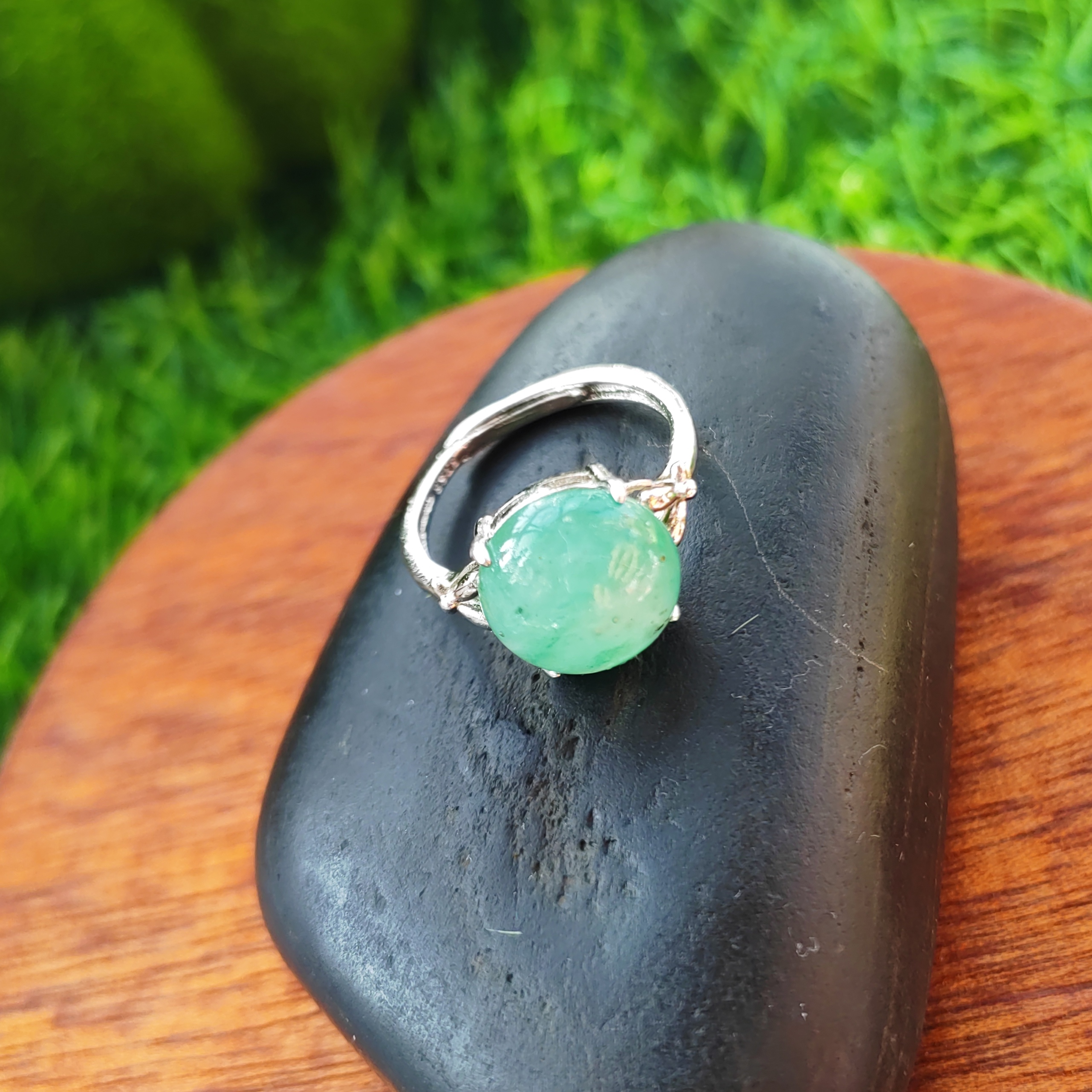 宠粉放漏无文裂A级纯天然玉石蛋面戒指活口正品非洲翠活口戒指3#