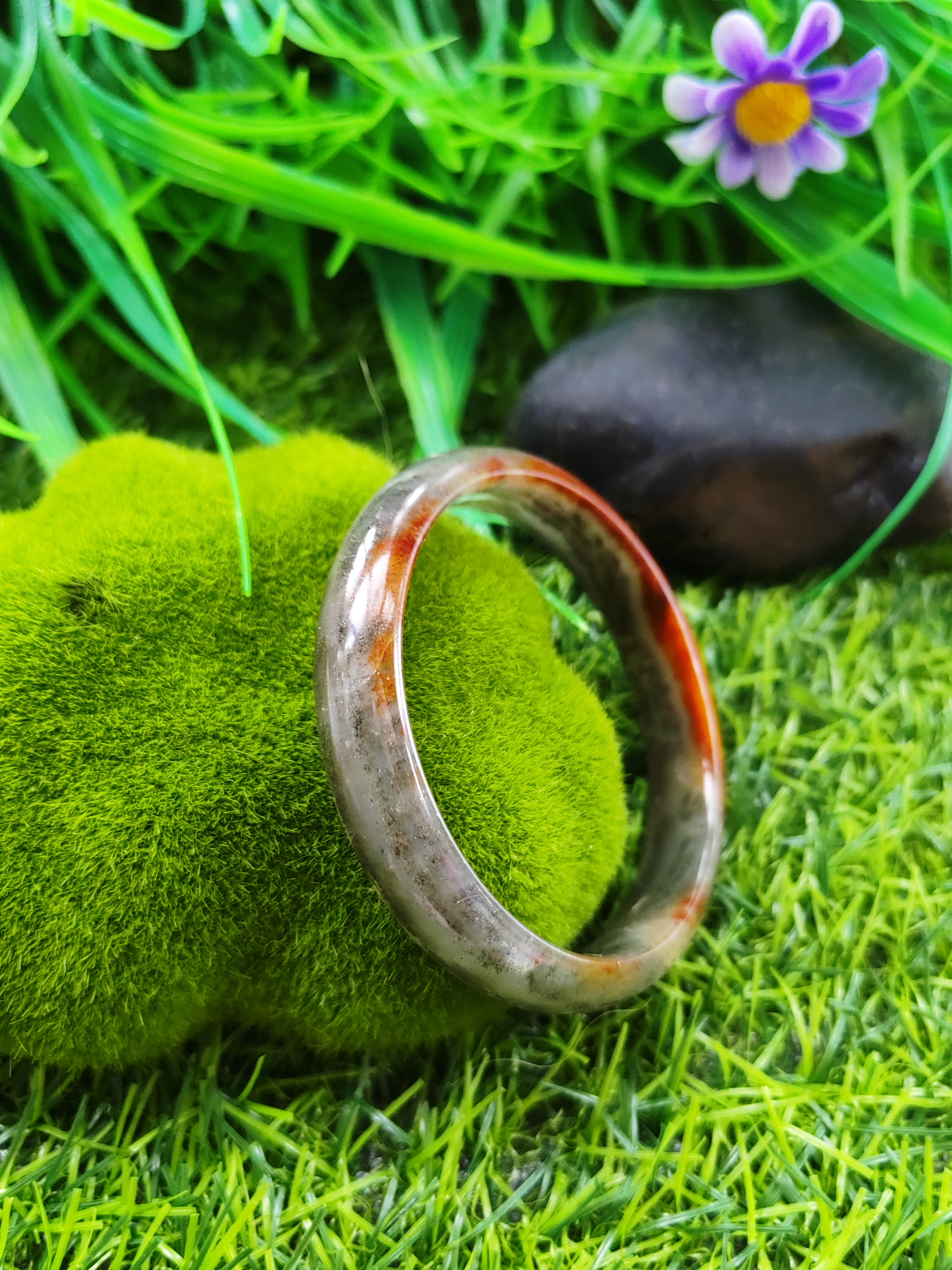 不一样的烟火个性风玉镯54圈天然玉石正品黄龙玉金沙手镯11*6平安