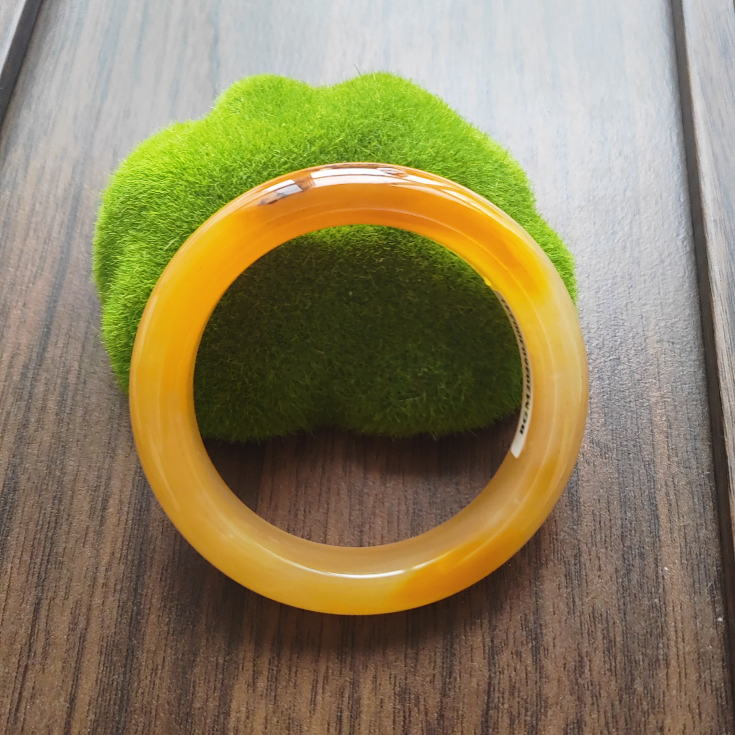 56圈有证书精品玉镯14#天然原矿玉石手镯正品黄龙玉草花手镯13*10