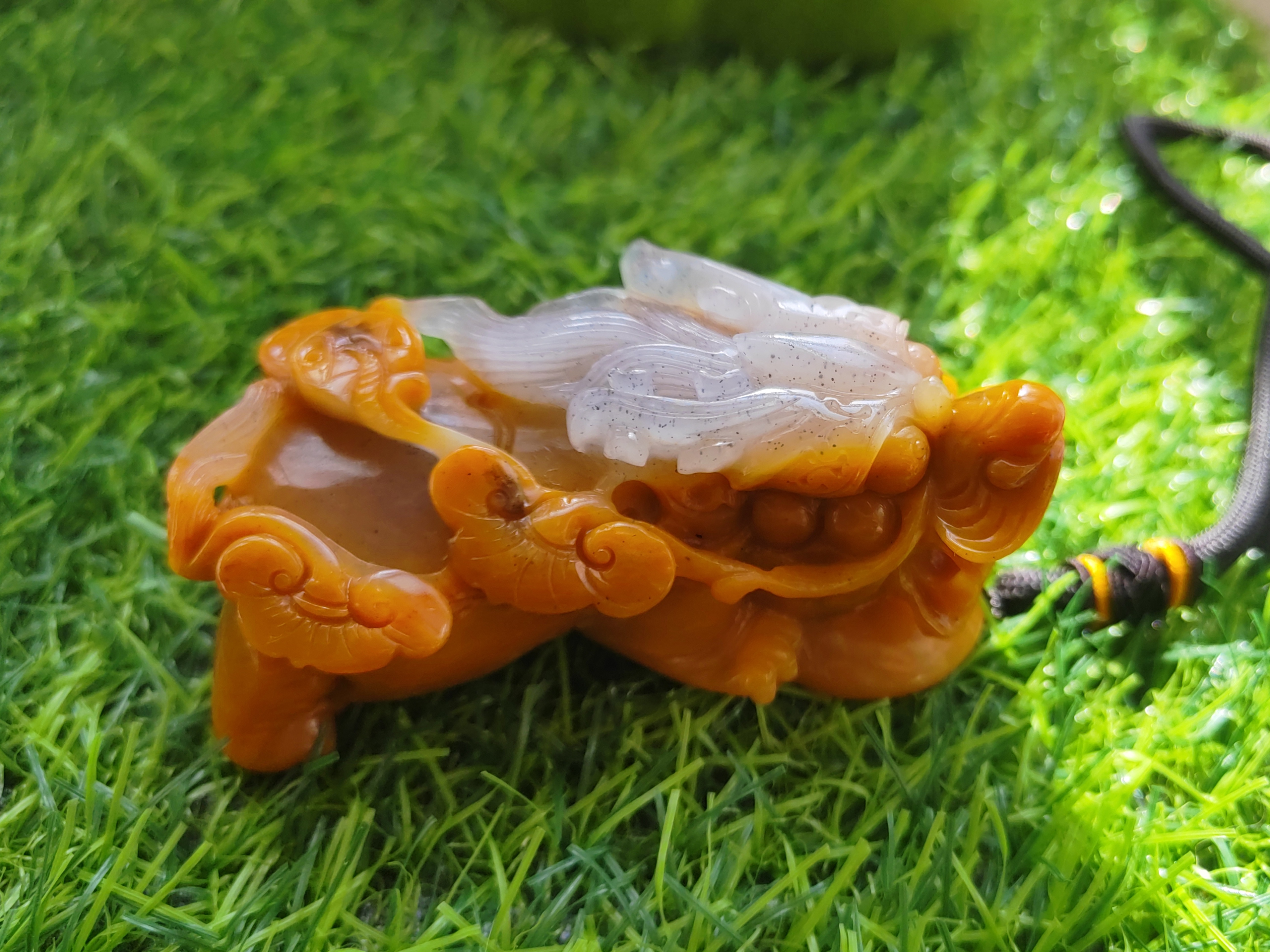 招财保平安霸王龙头貔貅摆件手把件正品黄龙玉霸王貔貅85*41*31mm