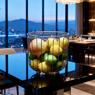 出口欧美304不锈钢迷你镂空果篮收纳篮子水果篓客餐厅艺术摆件