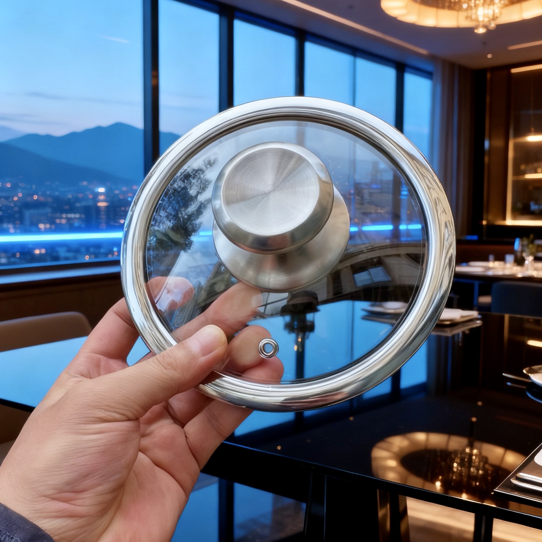 304不锈钢加钢化玻璃玻璃锅盖可视盖子12/14/16/18/20cm