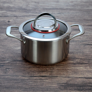 出口德国加厚304不锈钢煲粥煲汤锅16Cm18Cm迷你小双耳锅