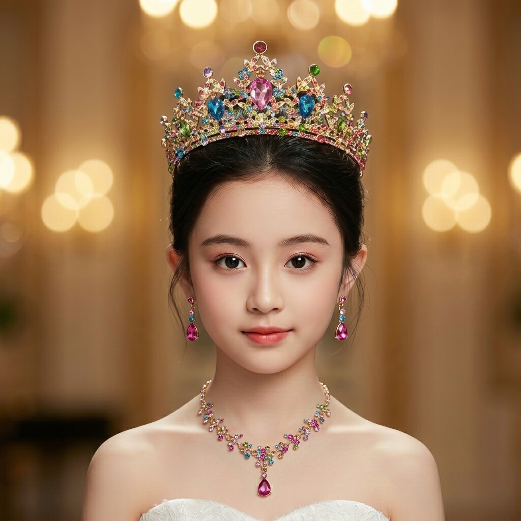 彩色水晶皇冠头饰儿童公主生日图片