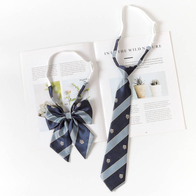 日系格子蓝色jk领带女学院风懒人男免打衬衫配饰水手服蝴蝶结领结