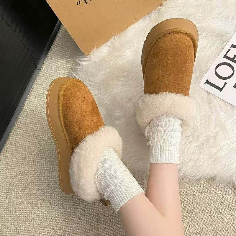 厚底毛毛雪地靴女秋冬新款休闲松糕面包鞋加绒加厚保暖棉鞋