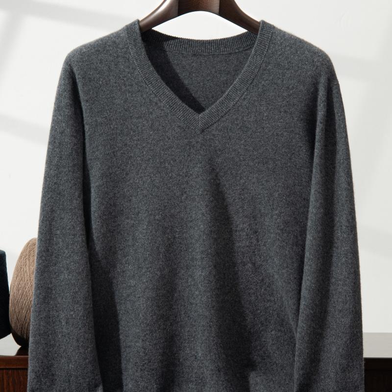 2025秋冬新款山羊绒衫男V领毛衣秋冬新款长袖商务打底针织衫内搭