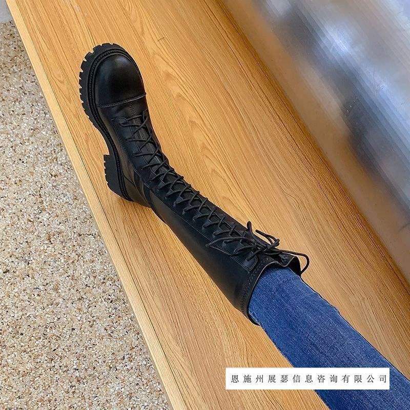 长筒靴女秋冬2025新款厚底骑士靴加绒靴子小个子显高瘦瘦靴高筒靴