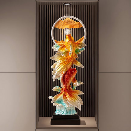 年年有余入户玄关流沙画装饰品摆件玄关客厅电视柜高级感乔迁礼物