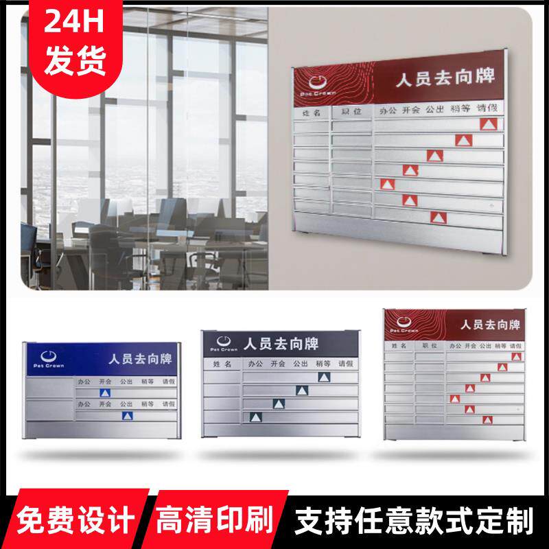 去向牌铝合金定制办公室门牌人员工作去向告知牌抽拉式可更换教室
