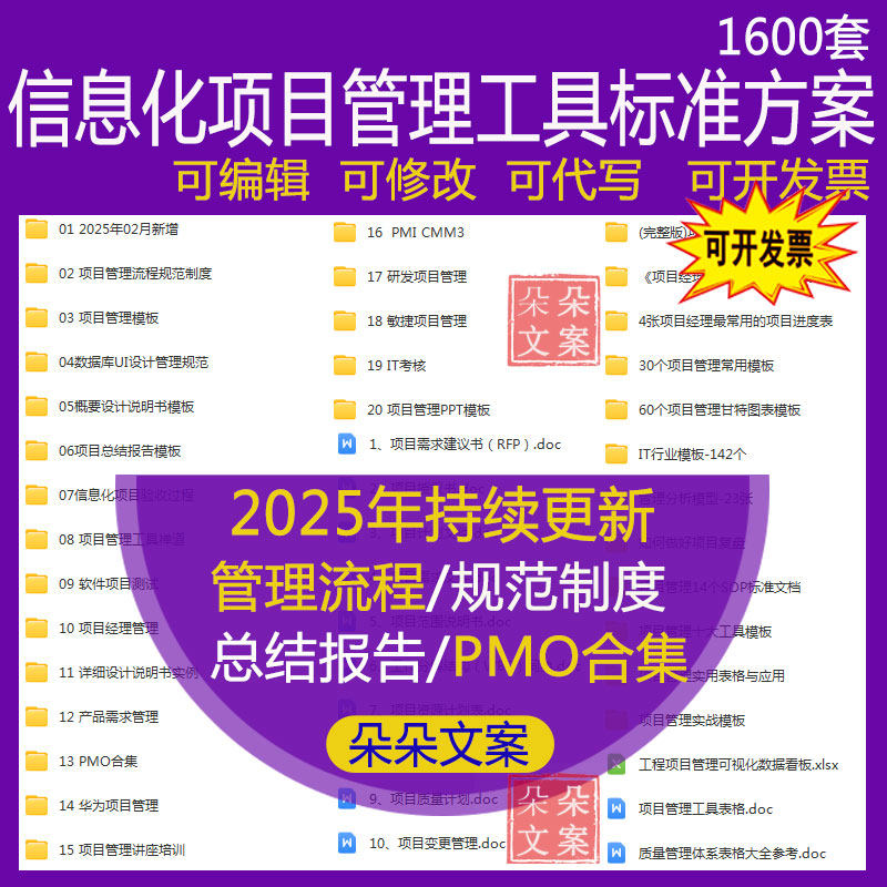 2026信息化软件项目管理PMO文档合集模板案例教程管理办法制度