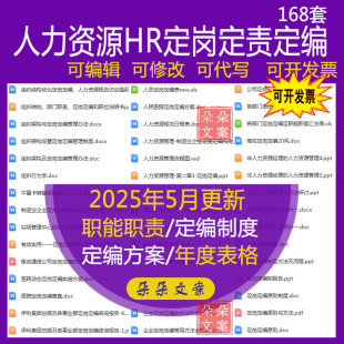 人力资源HR定岗定责定编定员定额定薪实施方案工具方法操作原理