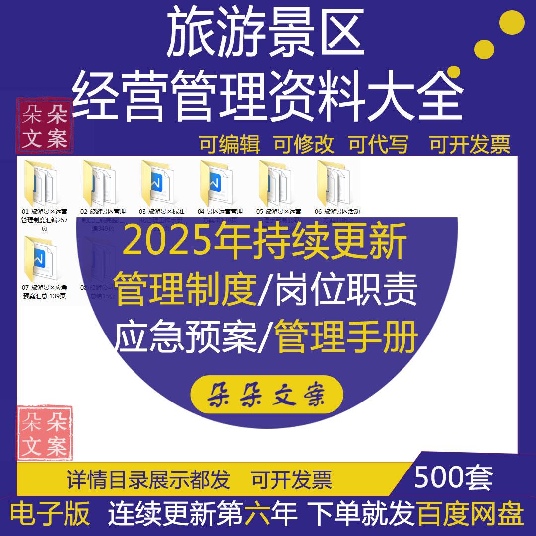 旅游景区经营管理资料大全员工培训薪酬管理制度岗位职责应急预案