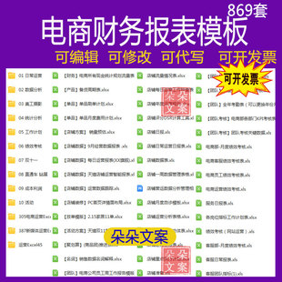 电商财务报表Excel表格模板淘宝天猫会计做账记账成本利润测算表