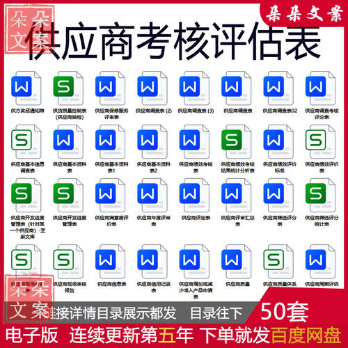 供应商考核评估表模板供应商准入评定考核评级excel表模板