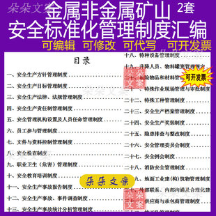 金属非金属矿山安全标准化管理制度汇编供应商设备施维护安全检查