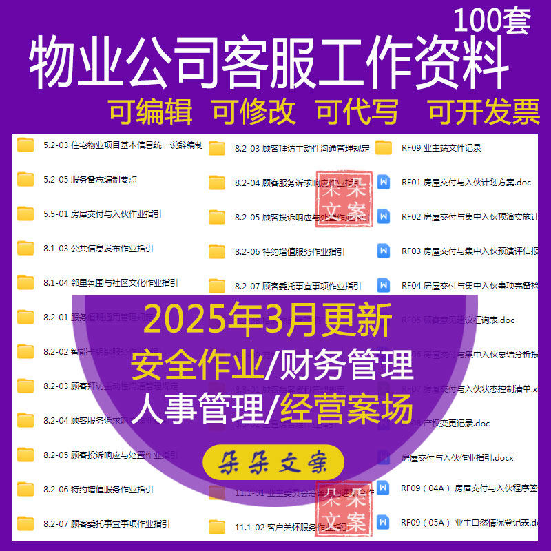 物业公司客服工作资料顾客服务诉求响应顾客委托事宜事项作业指引