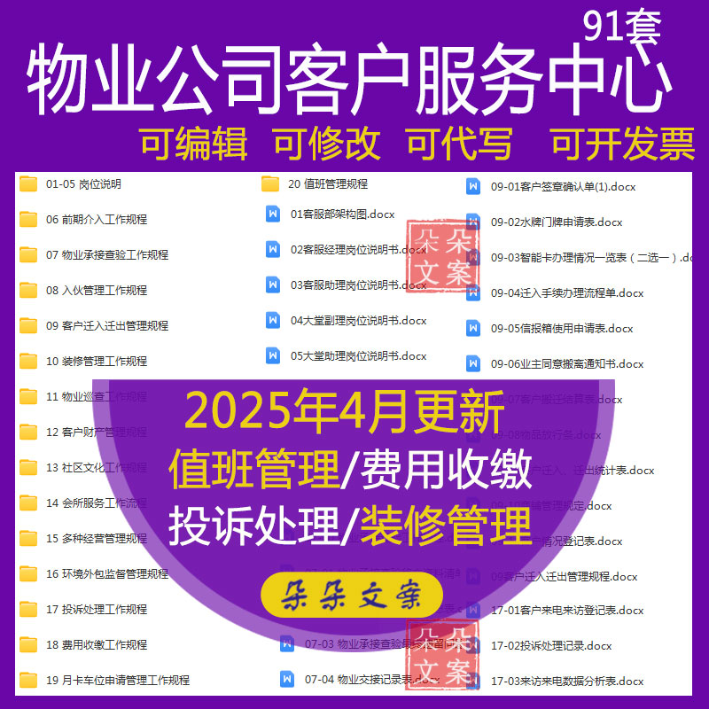 物业公司客户服务中心全套资料值班管理月卡车位申请管理工作规程