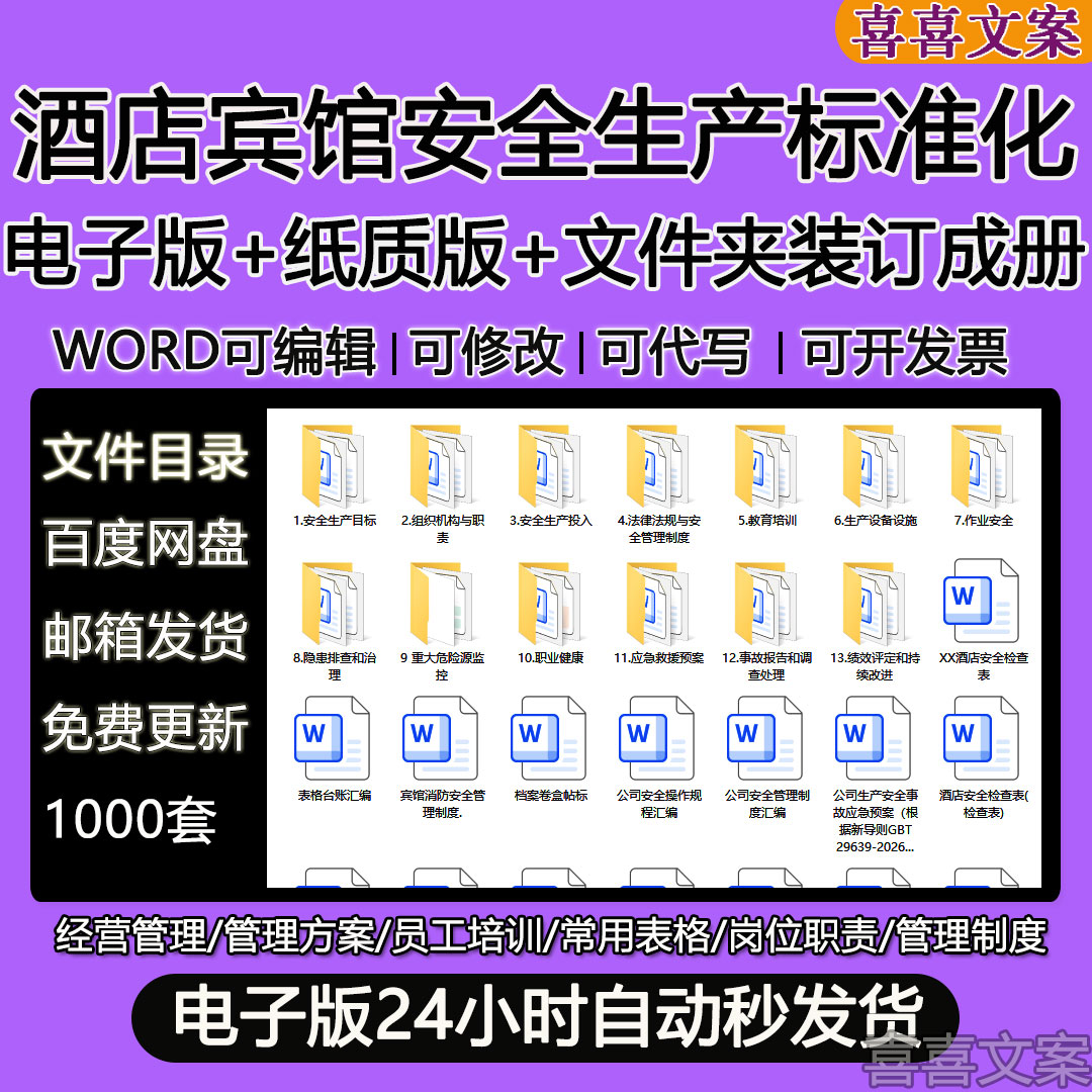 酒店宾馆安全生产标准化全套资料应急预案管理制度台账电子版资料