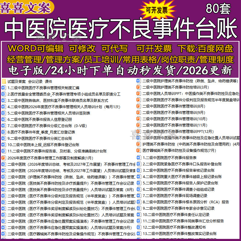 中医院医疗不良事件台账年度培训计划试题及答案整改会议记录PPT