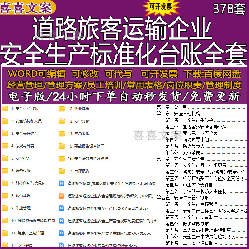 2026道路旅客运输企业安全生产标准化全套管理制度检查台账电子版