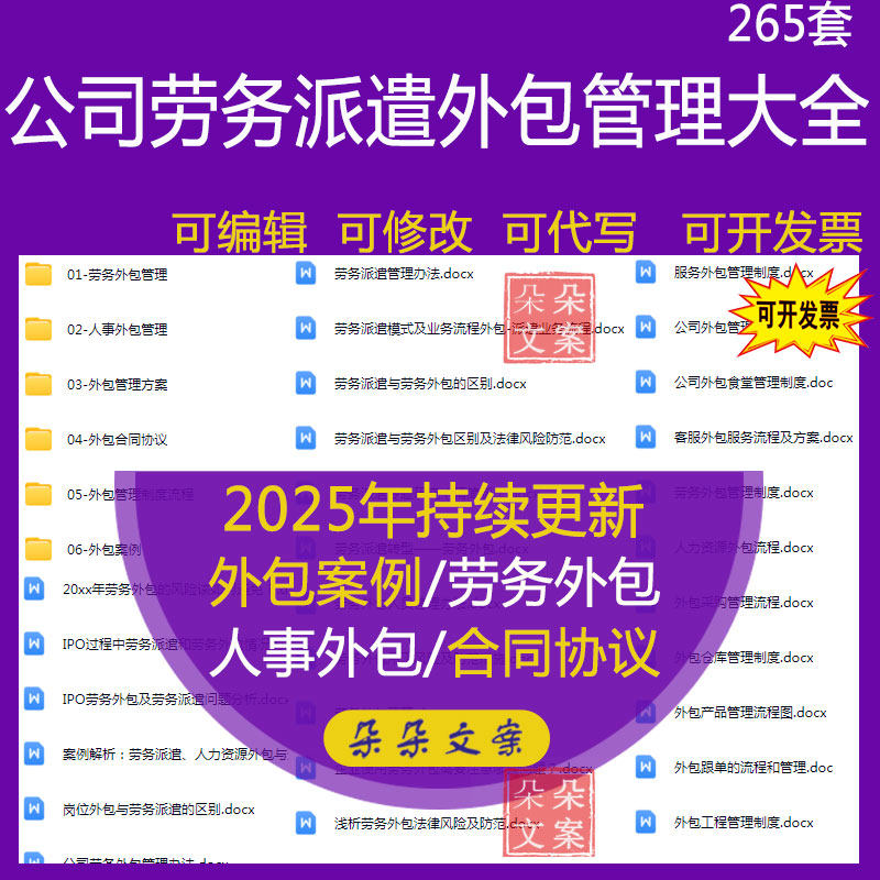 公司劳务派遣人力资源服务外包管理方案服务流程管理制度案例合同