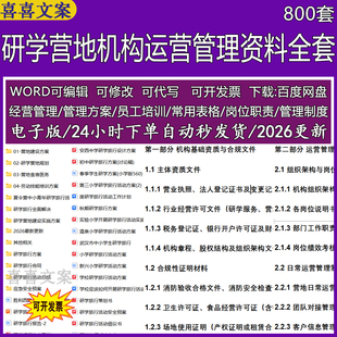 研学营地机构运营管理资料组织架构图岗位绩效考核标准与奖惩办法