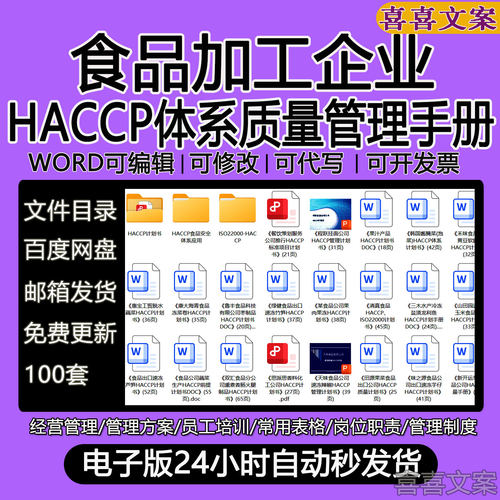 食品加工企业HACCP体系质量管理手册程序文件作业指导书操作规程