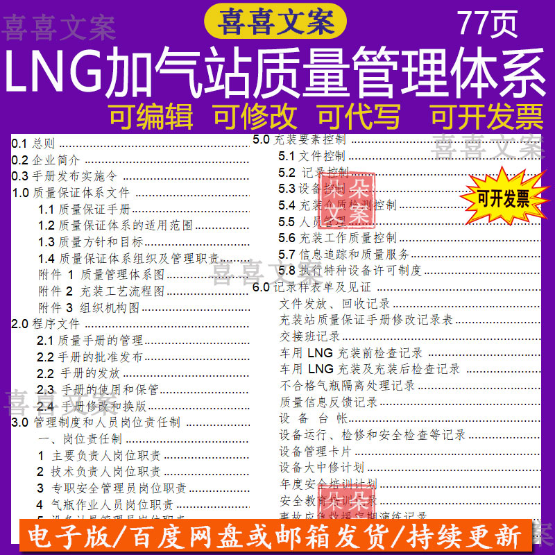 LNG加气站质量管理体系文件质量保证手册管理制度人员岗位责任制