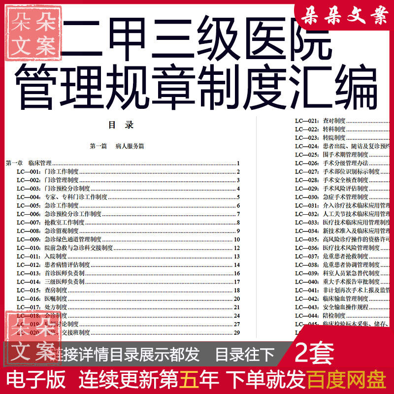 二甲三级医院日常管理规章制度汇设计素材/源文件
