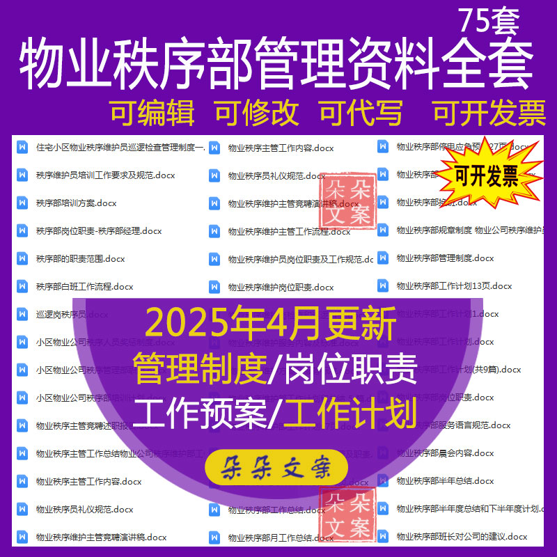 物业秩序部管理资料秩序人员奖惩制度及述职报告培训计划岗位职责